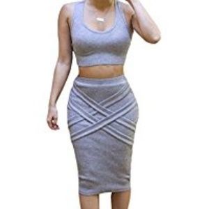 NWT Bess Bridal Womens Crop Top Midi Bandage Dress